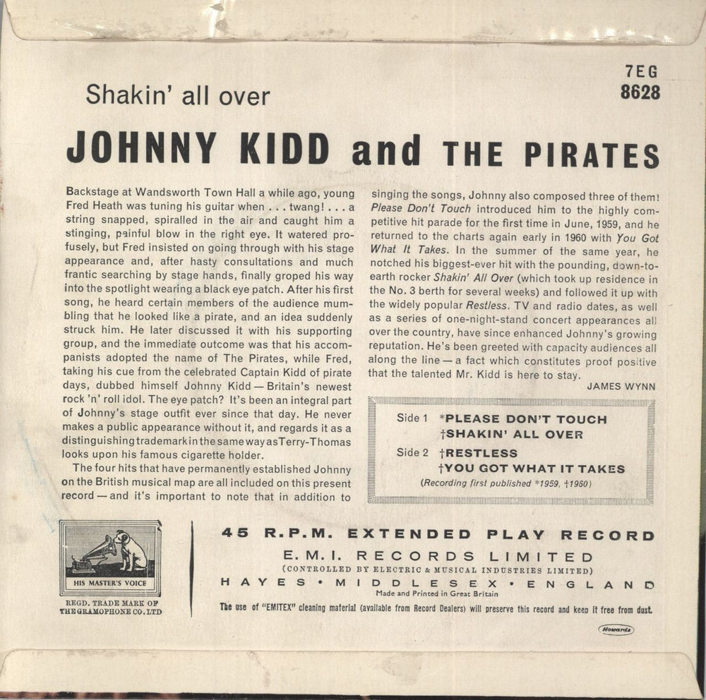 Johnny Kidd & The Pirates Shakin' All Over UK 7" vinyl single (7 inch record / 45)