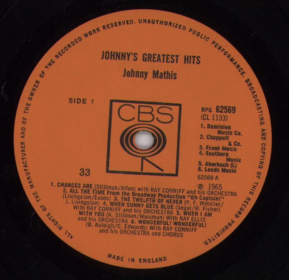 Johnny Mathis Johnny's Greatest Hits UK vinyl LP album (LP record) J-MLPJO268494