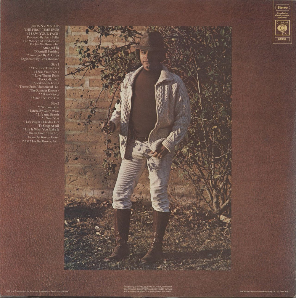 Johnny Mathis The First Time Ever (I Saw Your Face) UK vinyl LP album (LP record)