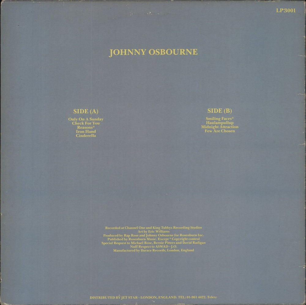Johnny Osbourne Johnny Osbourne UK vinyl LP album (LP record)