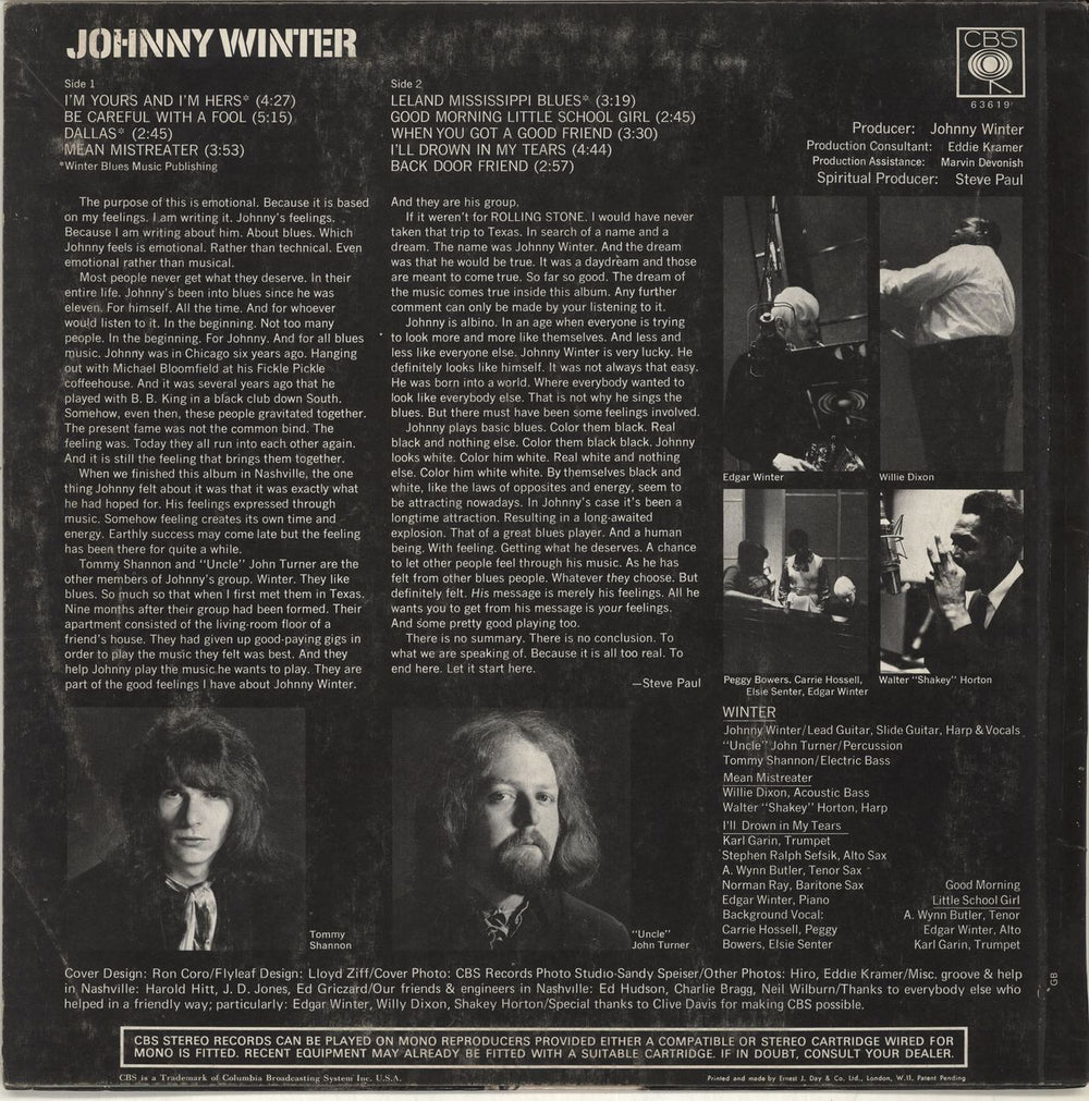 Johnny Winter Johnny Winter - 1st - EX UK vinyl LP album (LP record)