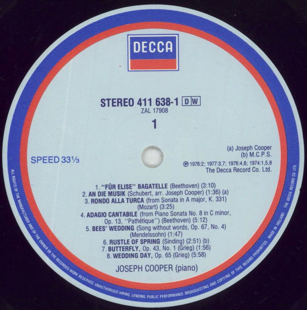 Joseph Cooper Für Elise UK vinyl LP album (LP record) OX5LPFR856847