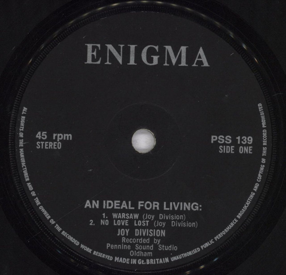 Joy Division An Ideal For Living EP - G UK 7" vinyl single (7 inch record / 45) JOY07AN835326