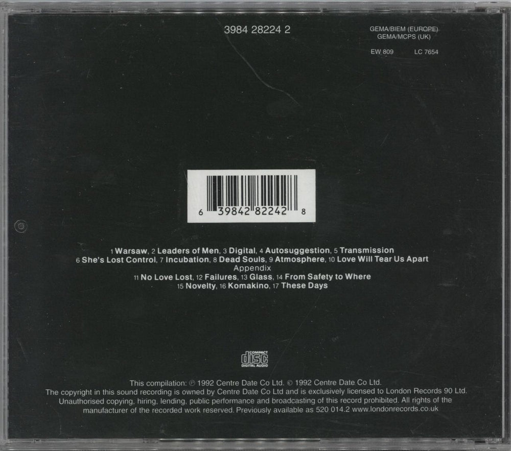 Joy Division Substance 1977-1980 German CD album (CDLP) 639842822428