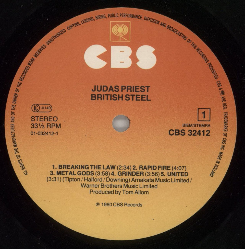 Judas Priest British Steel Dutch vinyl LP album (LP record) JUDLPBR869651