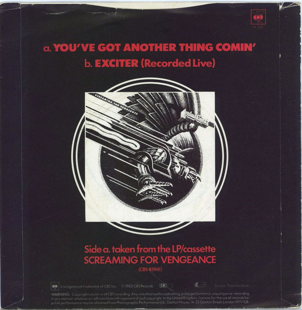 Judas Priest You've Got Another Thing Comin' - A Label UK Promo 7" vinyl single (7 inch record / 45)