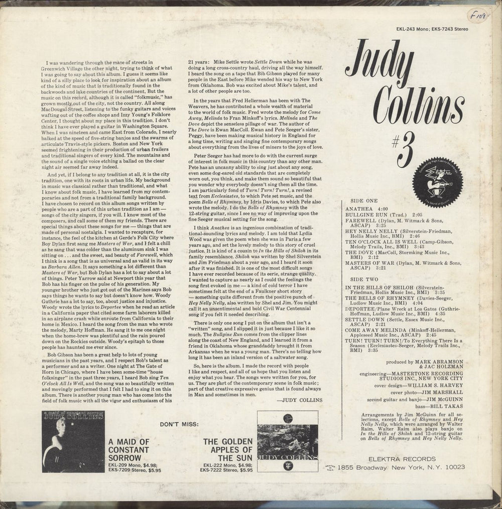 Judy Collins Judy Collins #3 US vinyl LP album (LP record)