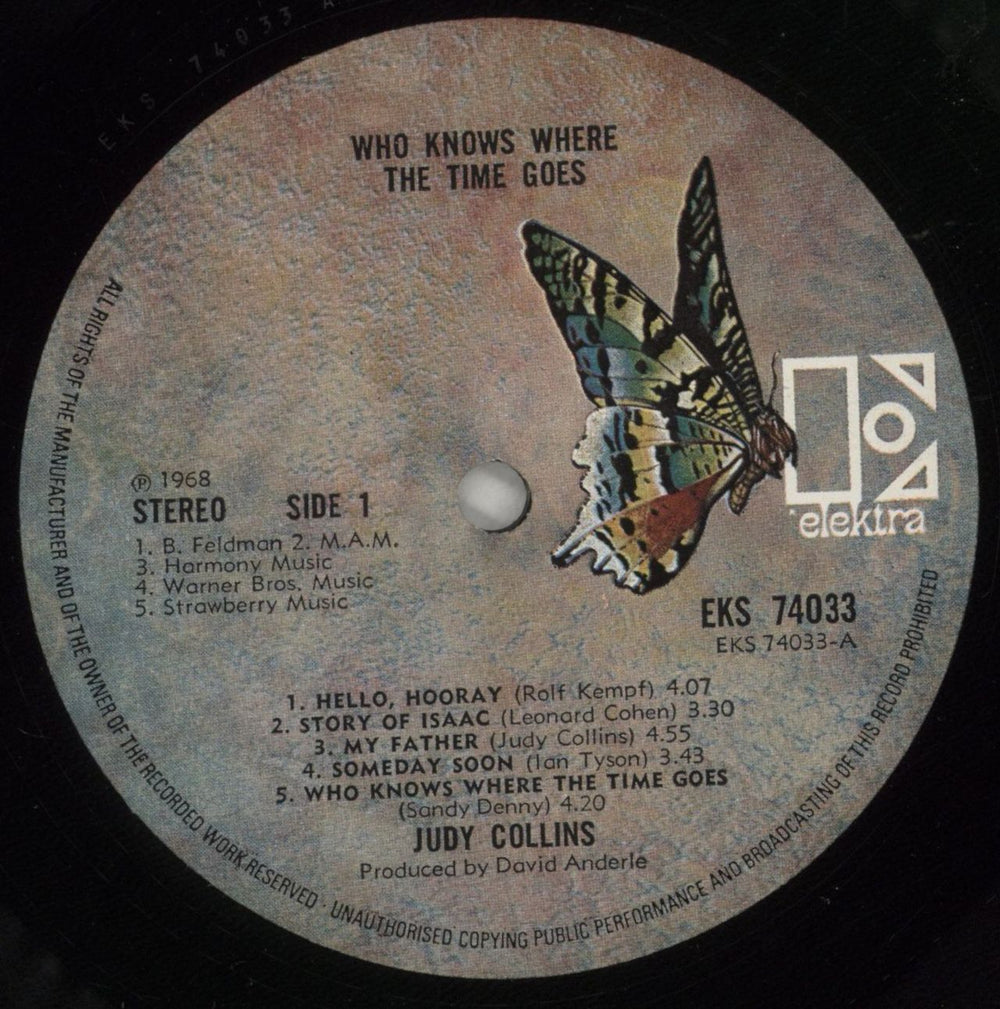 Judy Collins Who Knows Where The Time Goes - butterfly label US vinyl LP album (LP record) JUCLPWH543777
