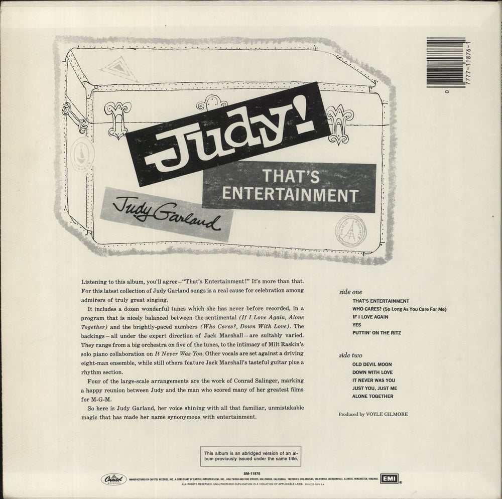 Judy Garland That's Entertainment US vinyl LP album (LP record) 077771187612