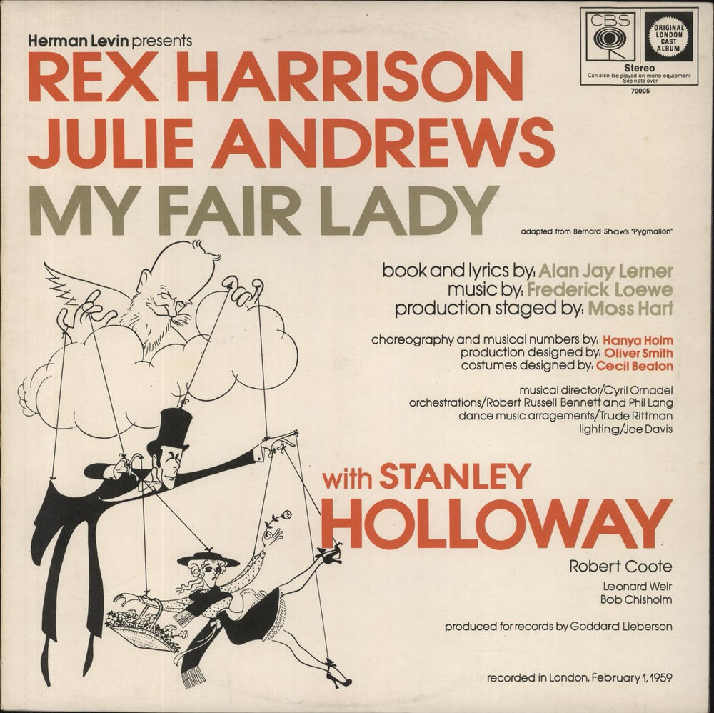 Julie Andrews My Fair Lady UK vinyl LP album (LP record) CBS70005