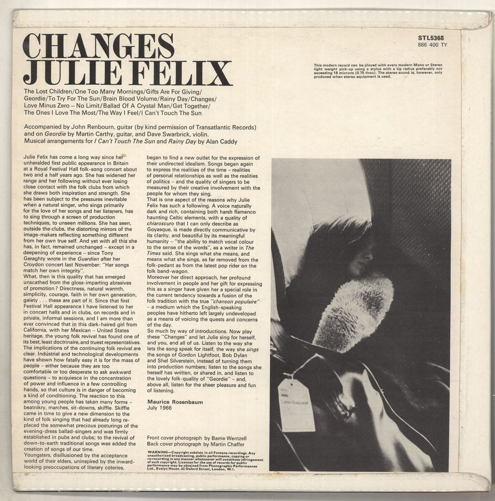 Julie Felix Changes UK vinyl LP album (LP record) JCWLPCH736789