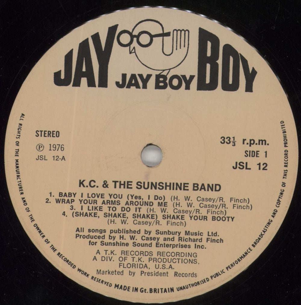 K.C. & The Sunshine Band K.C. And The Sunshine Band UK vinyl LP album (LP record) K-CLPKC603608