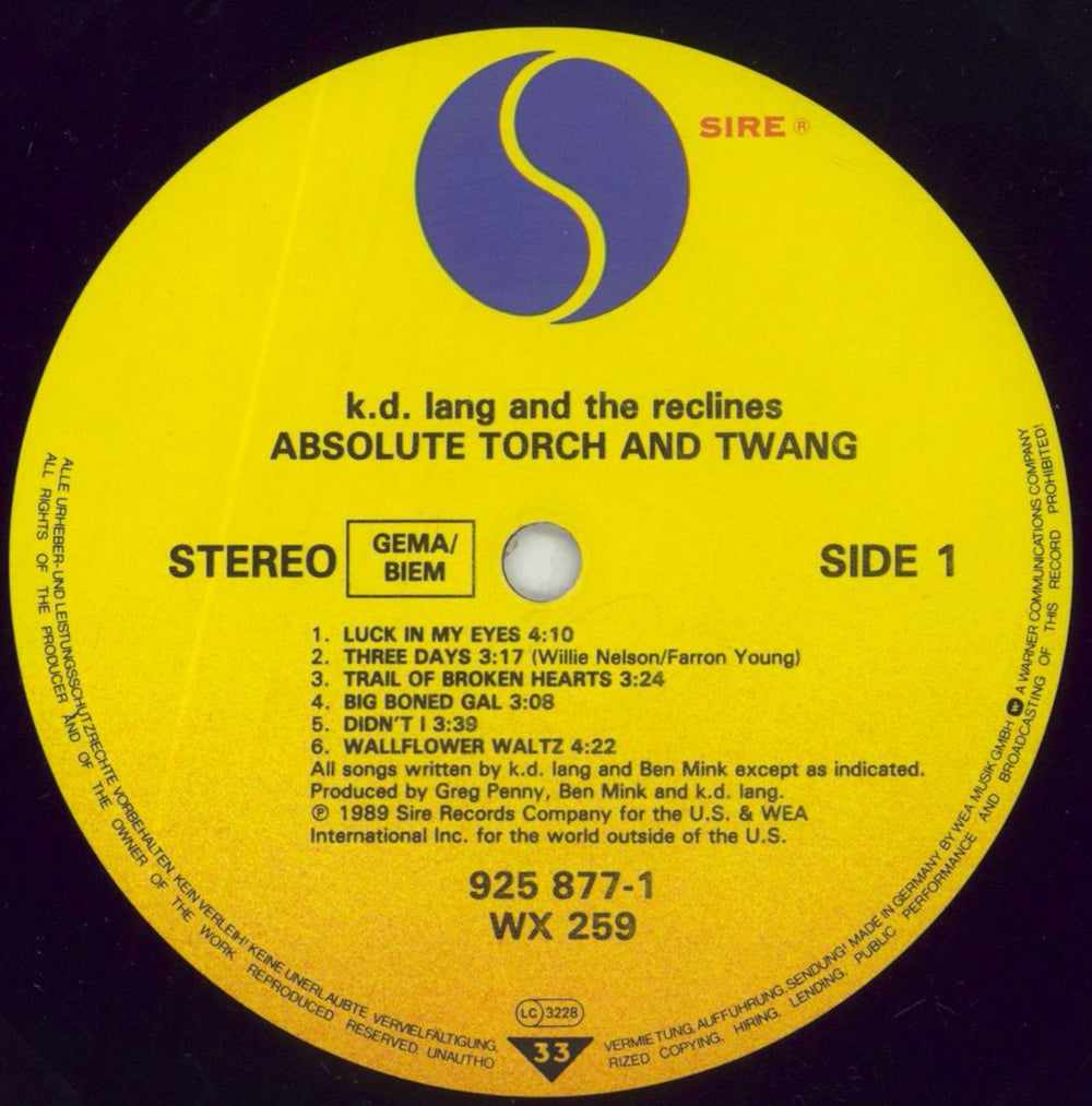 K.D. Lang Absolute Torch And Twang - Title stickered UK vinyl LP album (LP record) KDLLPAB40107