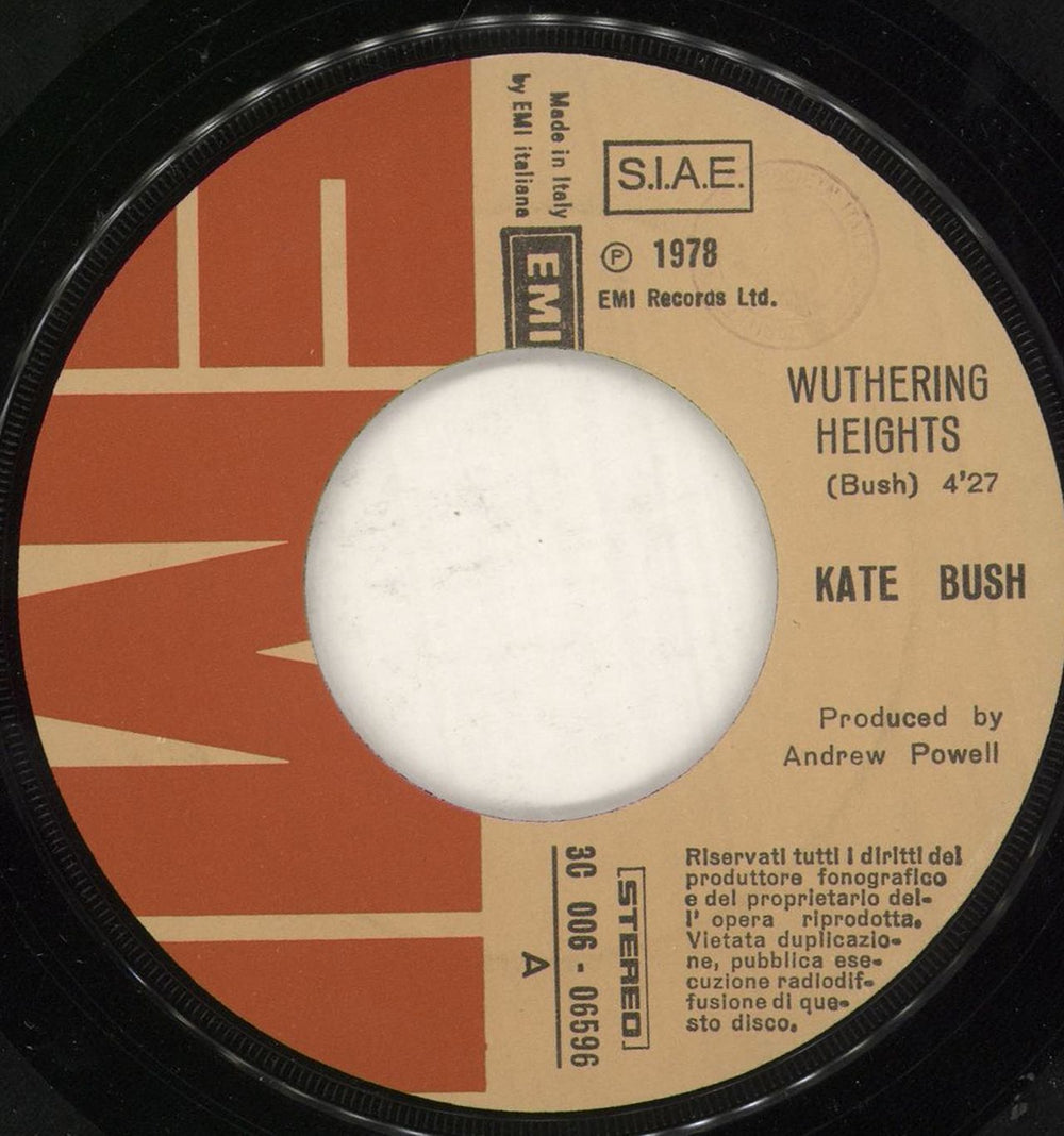 Kate Bush Cime Tempestose (Wuthering Heights) - EX Italian 7" vinyl single (7 inch record / 45) BUS07CI02700