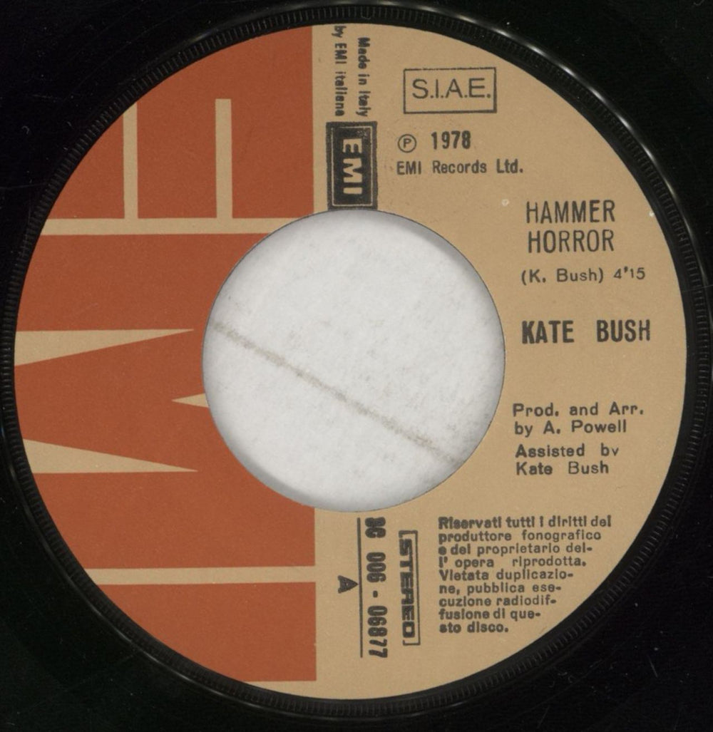 Kate Bush Hammer Horror Italian 7" vinyl single (7 inch record / 45) BUS07HA741630