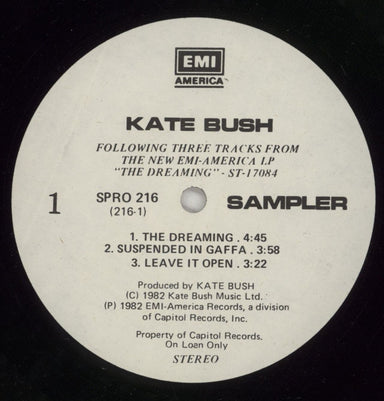 Kate Bush Sampler - EX Canadian Promo vinyl LP album (LP record) BUSLPSA879359