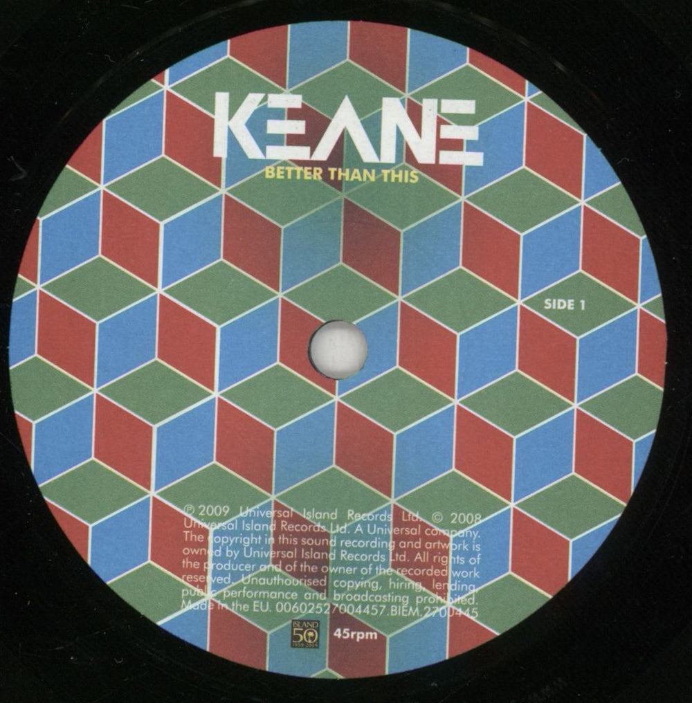 Keane (00s) Better Than This + Glasses UK 7" vinyl single (7 inch record / 45) KAN07BE708615