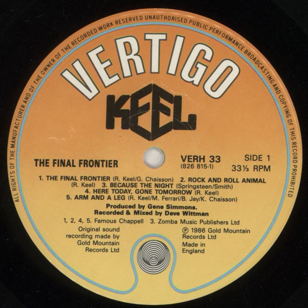 Keel The Final Frontier UK vinyl LP album (LP record) K.LLPTH564596