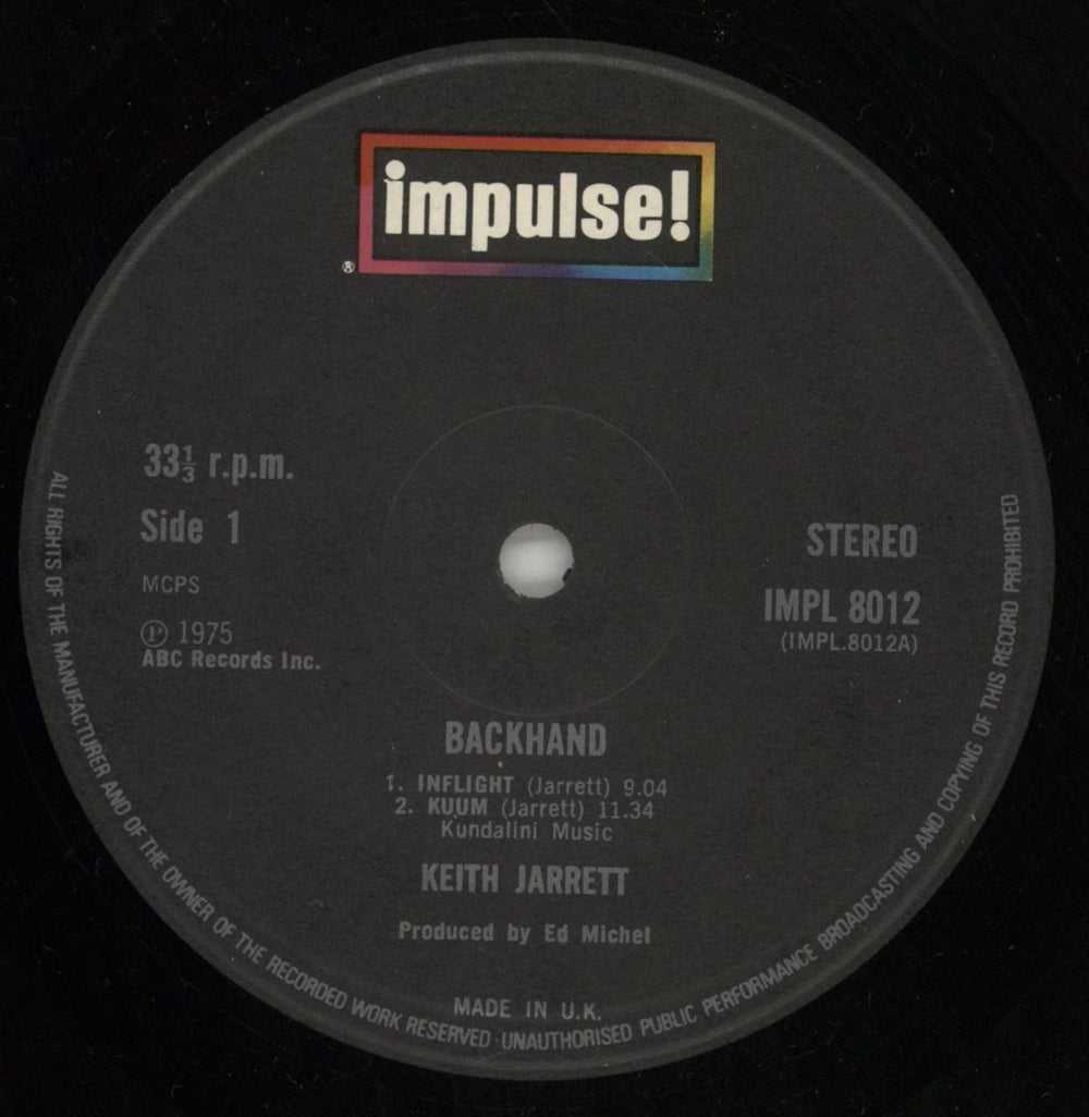 Keith Jarrett Back Hand - EX UK vinyl LP album (LP record) KJRLPBA443874