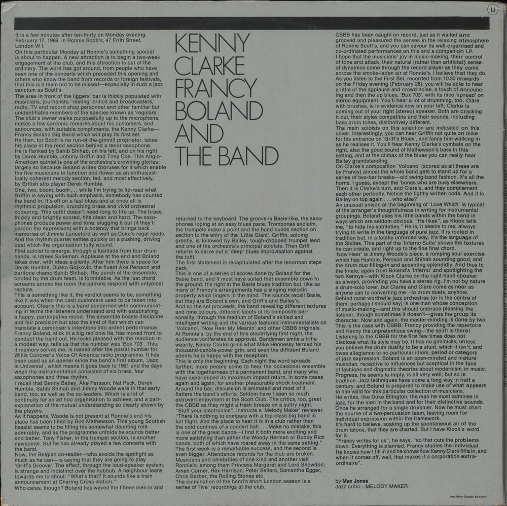 Kenny Clarke - Francy Boland Big Band Live At Ronnie's ; Album 1 ; Volcano French vinyl LP album (LP record)