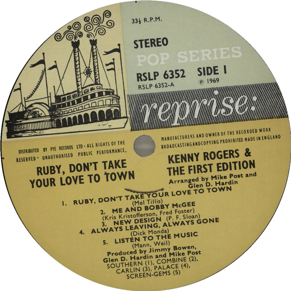 Kenny Rogers & The First Edition Ruby, Don't Take Your Love To Town UK vinyl LP album (LP record)