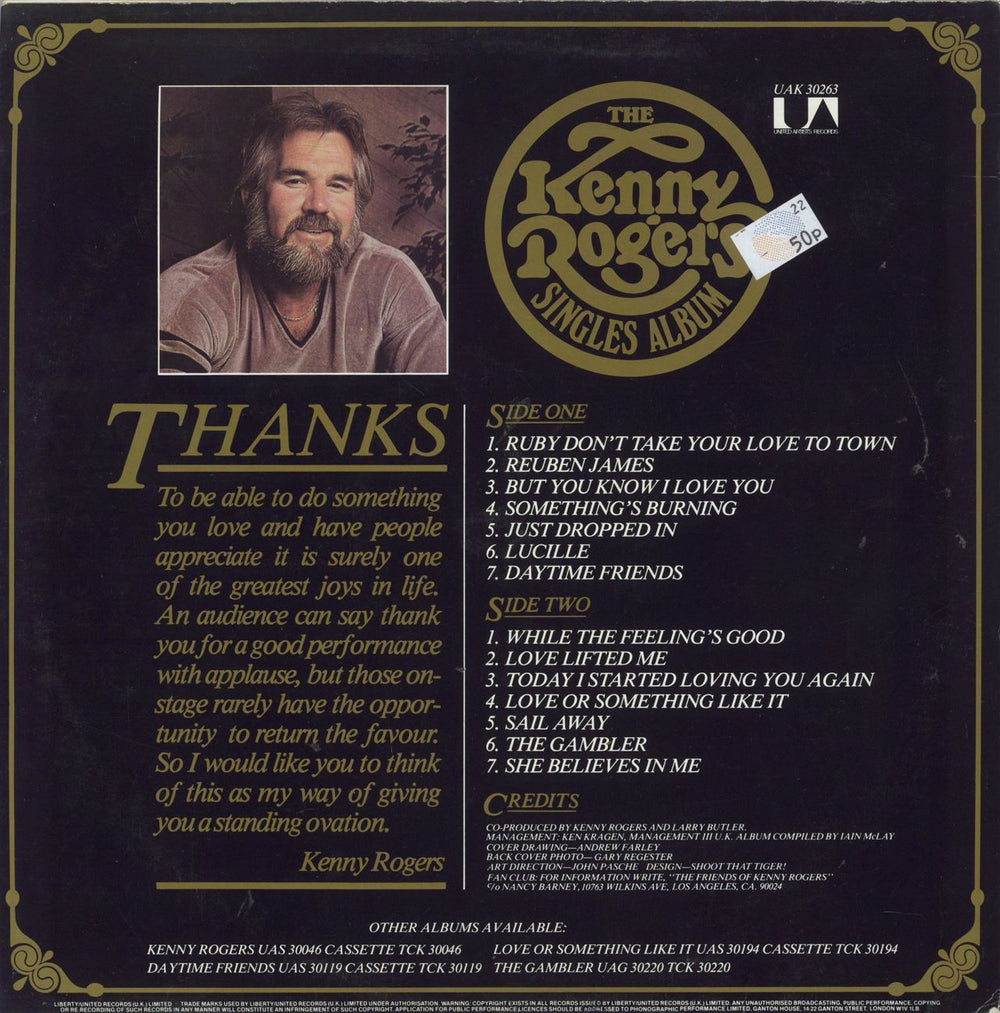 Kenny Rogers & The First Edition The Kenny Rogers Singles Album UK vinyl LP album (LP record) KNNLPTH388695