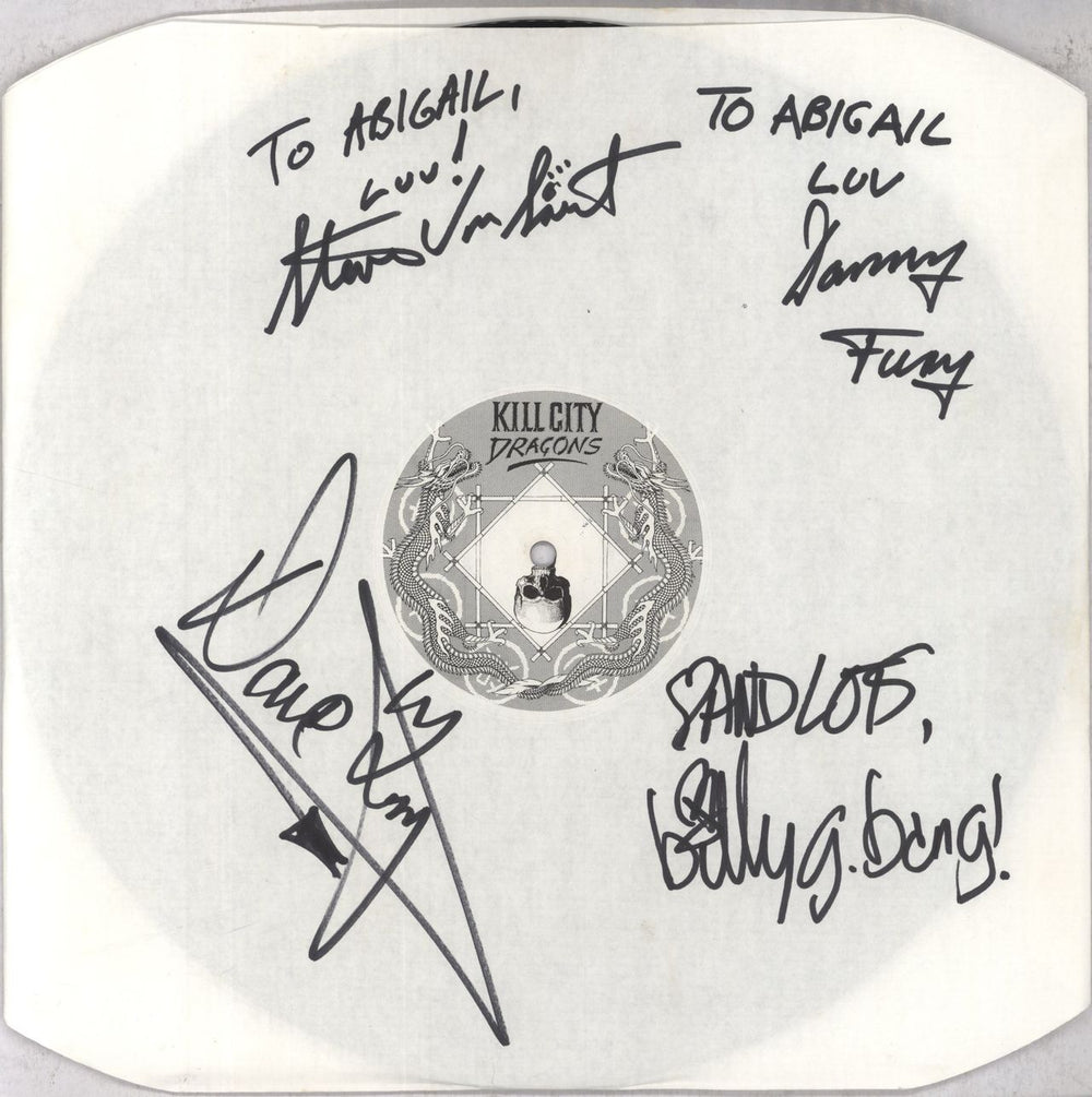 Kill City Dragons Let 'Em Eat Cake - Fully Autographed UK 12" vinyl single (12 inch record / Maxi-single)