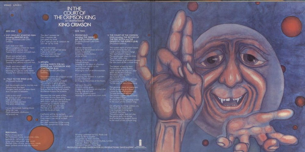 King Crimson In The Court Of The Crimson King - 1st UK vinyl LP album (LP record) 1969