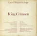 King Crimson Larks' Tongues In Aspic - VG + inner UK vinyl LP album (LP record)