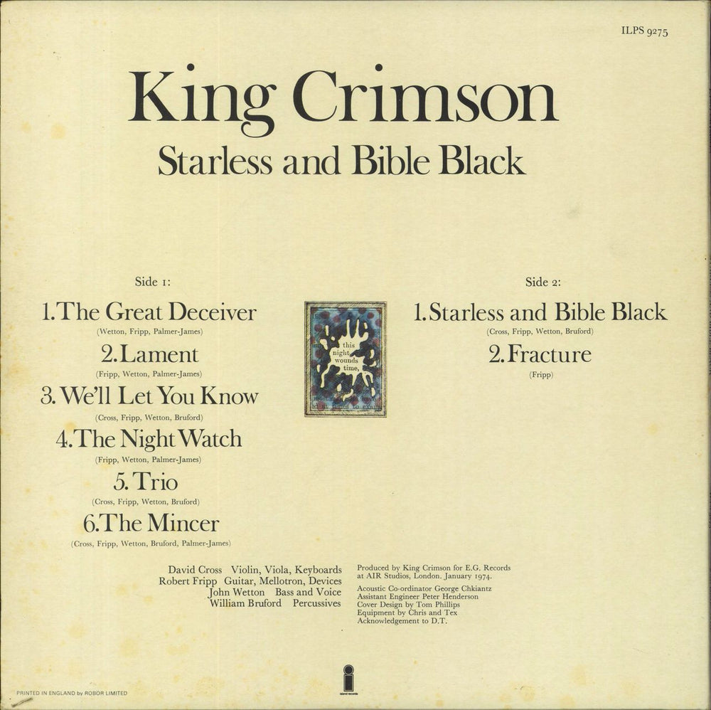 King Crimson Starless And Bible Black - VG UK vinyl LP album (LP record)