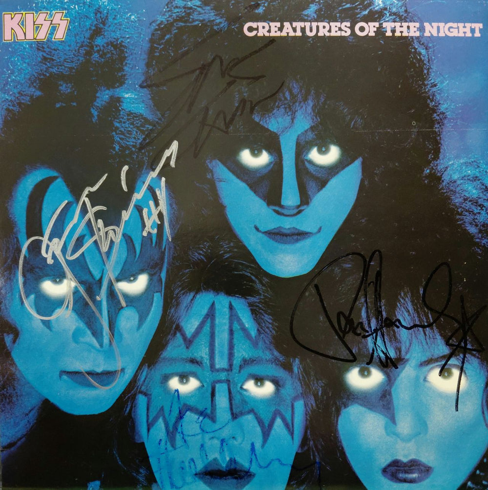 Kiss Creatures Of The Night - Autographed UK vinyl LP album (LP record) CANL4