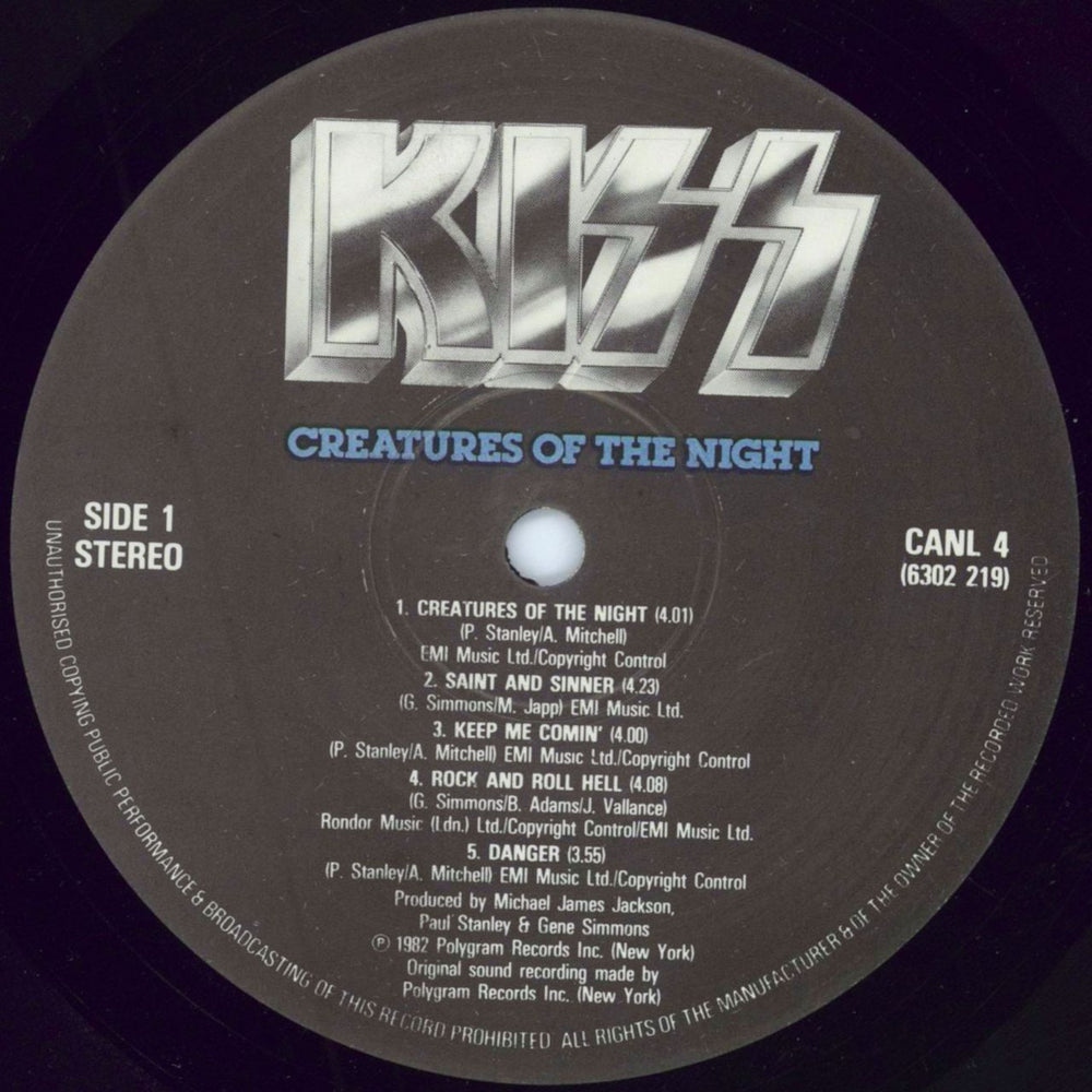 Kiss Creatures Of The Night - Kiss Logo Label UK vinyl LP album (LP record) KISLPCR422778