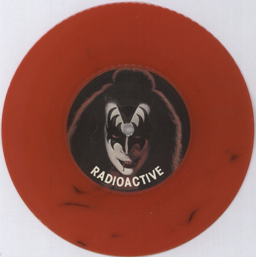 Kiss Radioactive - Misspressed Red & Black Vinyl UK 7" vinyl single (7 inch record / 45) KIS07RA861150