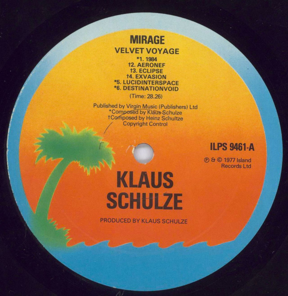 Klaus Schulze Mirage + insert UK vinyl LP album (LP record) ULZLPMI816930