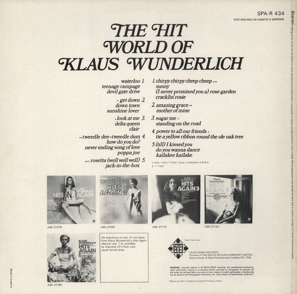 Klaus Wunderlich The Hit World Of Klaus Wunderlich UK vinyl LP album (LP record)