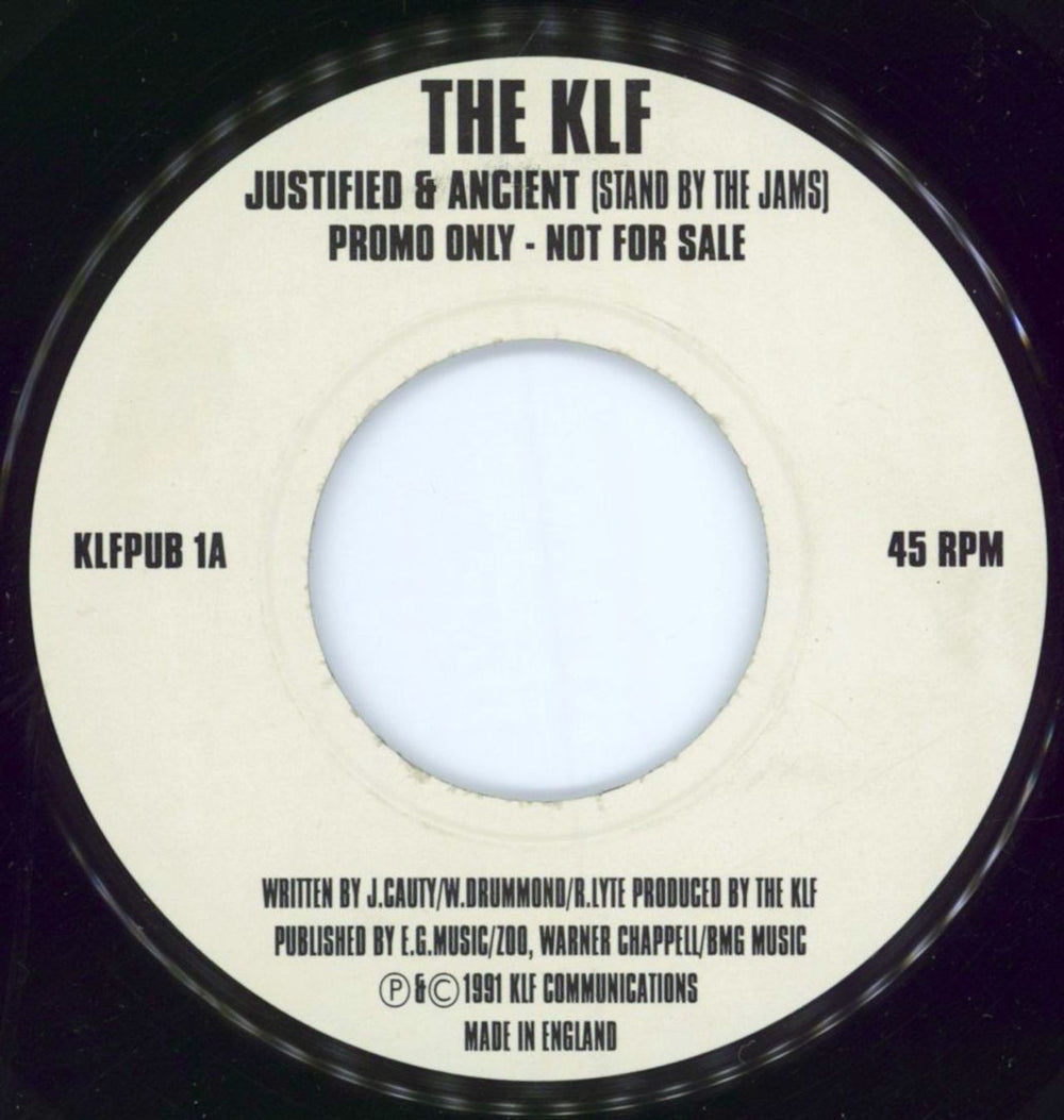 KLF Justified & Ancient UK Promo 7" vinyl single (7 inch record / 45) KLFPUB1