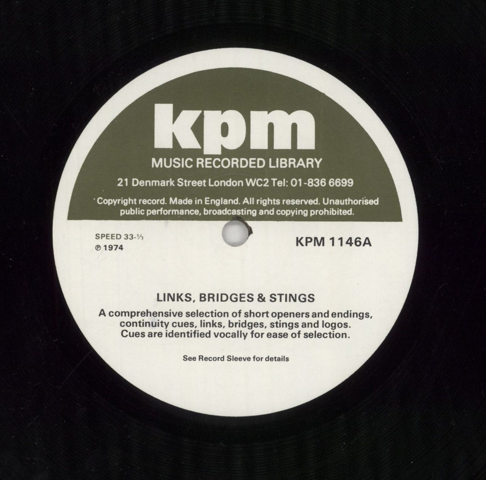 KPM Library Links, Bridges & Stings UK vinyl LP album (LP record) KP1LPLI850639
