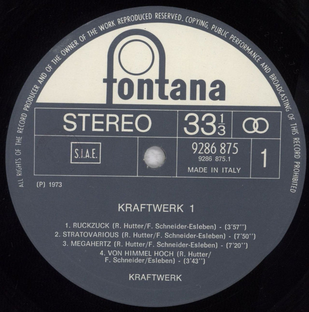 Kraftwerk Kraftwerk 1 Italian vinyl LP album (LP record) KRALPKR608626