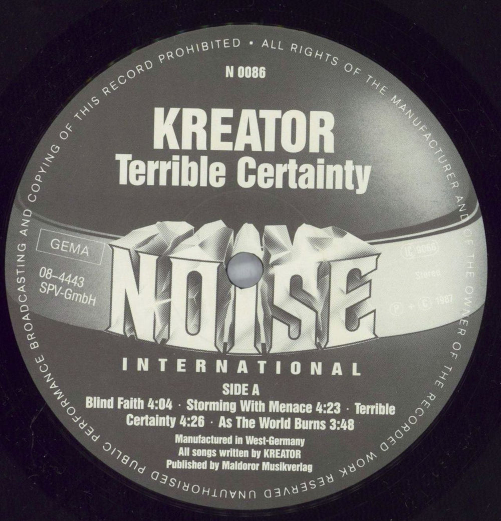 Kreator Terrible Certainty + Inner German vinyl LP album (LP record) KR6LPTE822421