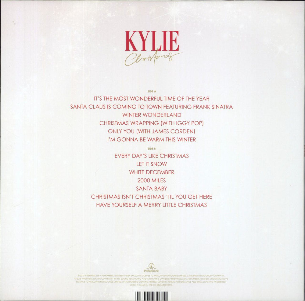 Kylie Minogue Kylie Christmas - White Vinyl UK vinyl LP album (LP record) 825646004874