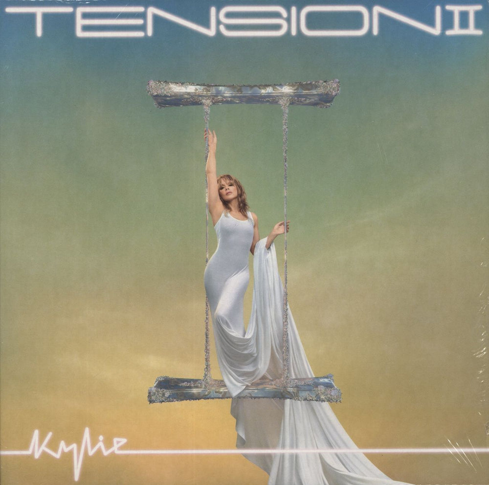 Kylie Minogue Tension II - Turquoise Vinyl + Autographed Print UK vinyl LP album (LP record) 964059261