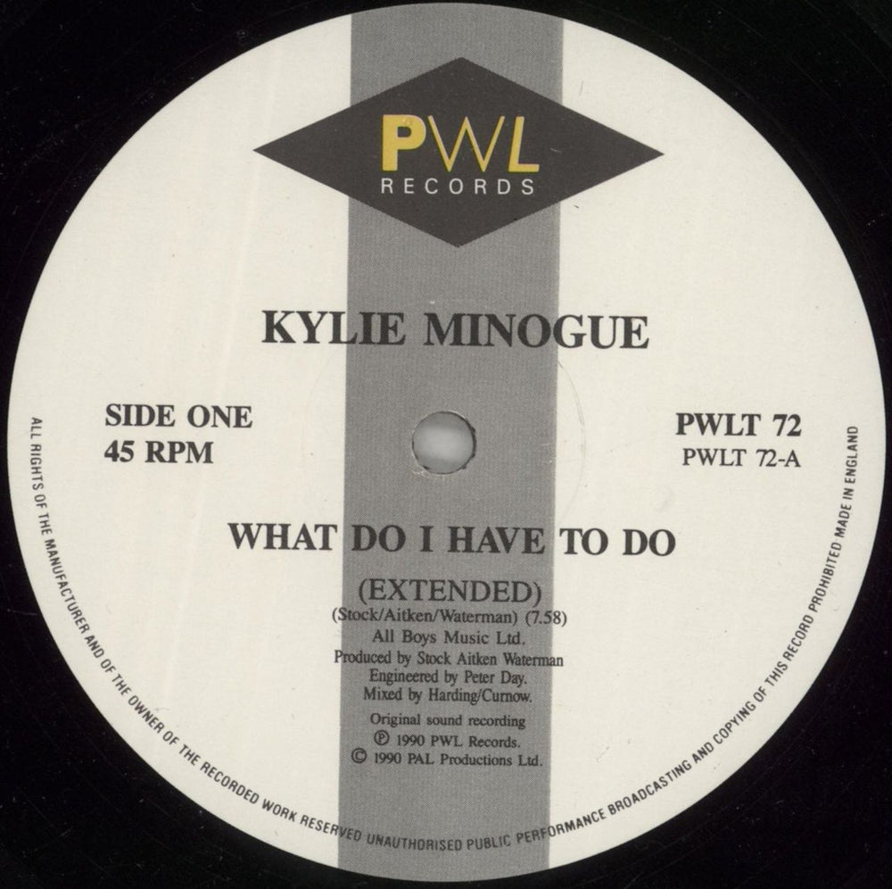 Kylie Minogue What Do I Have To Do + Sleeve UK 12" vinyl single (12 inch record / Maxi-single) KYL12WH45821