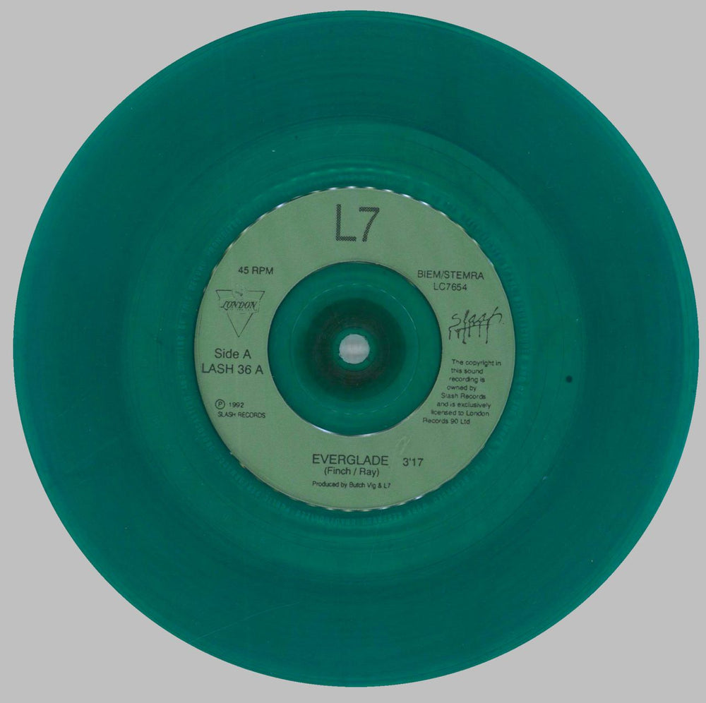 L7 Everglade - Injection Green Vinyl + Numbered sleeve UK 7" vinyl single (7 inch record / 45) L-707EV160507