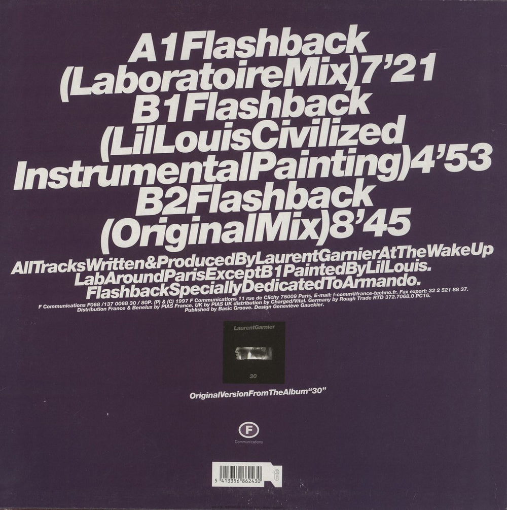 Laurent Garnier Flashback UK 12" vinyl single (12 inch record / Maxi-single) 5413356862430