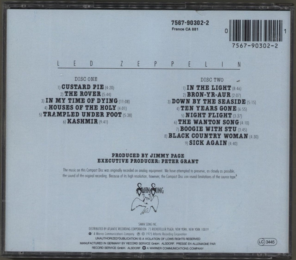 Led Zeppelin Physical Graffiti - Fat Double Case German 2 CD album set (Double CD) 075679030221