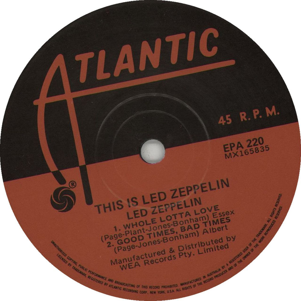 Led Zeppelin This Is Led Zeppelin Australian 7" vinyl single (7 inch record / 45)