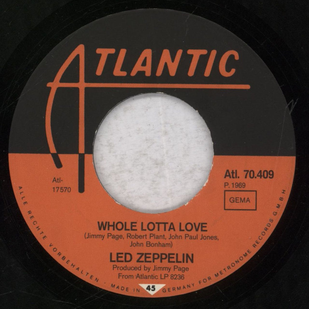 Led Zeppelin Whole Lotta Love German 7" vinyl single (7 inch record / 45) ZEP07WH842753