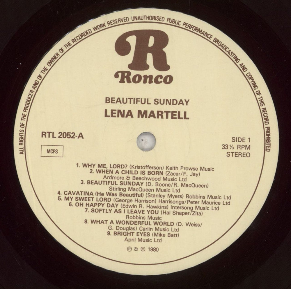 Lena Martell Beautiful Sunday UK vinyl LP album (LP record) LM3LPBE589834