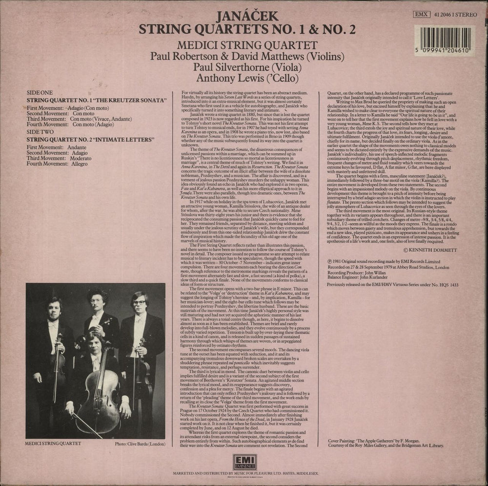 Leoš Janácek Janácek: String Quartets Nos 1 & 2 UK vinyl LP album (LP record) 5099941204610