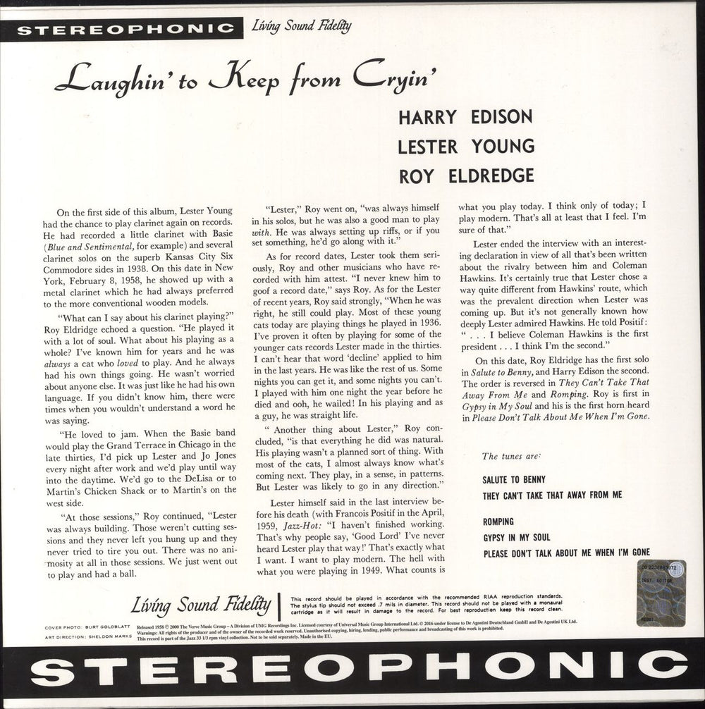 Lester Young Laughin' To Keep From Cryin' - 180gm Vinyl UK vinyl LP album (LP record)